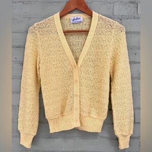 Vintage Yellow V-neck Cardigan Sweater